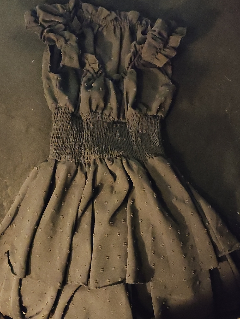 Source Unknown Black Ruffle Smocked Waist Dress
